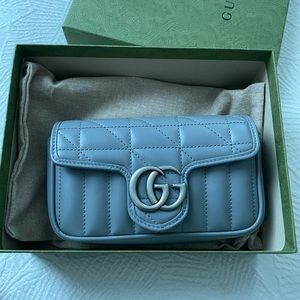 Gucci GG Marmont super mini bag in grey leather - NWT